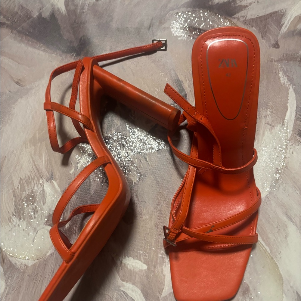 Zara Women's Bold Red Heeled Sandals